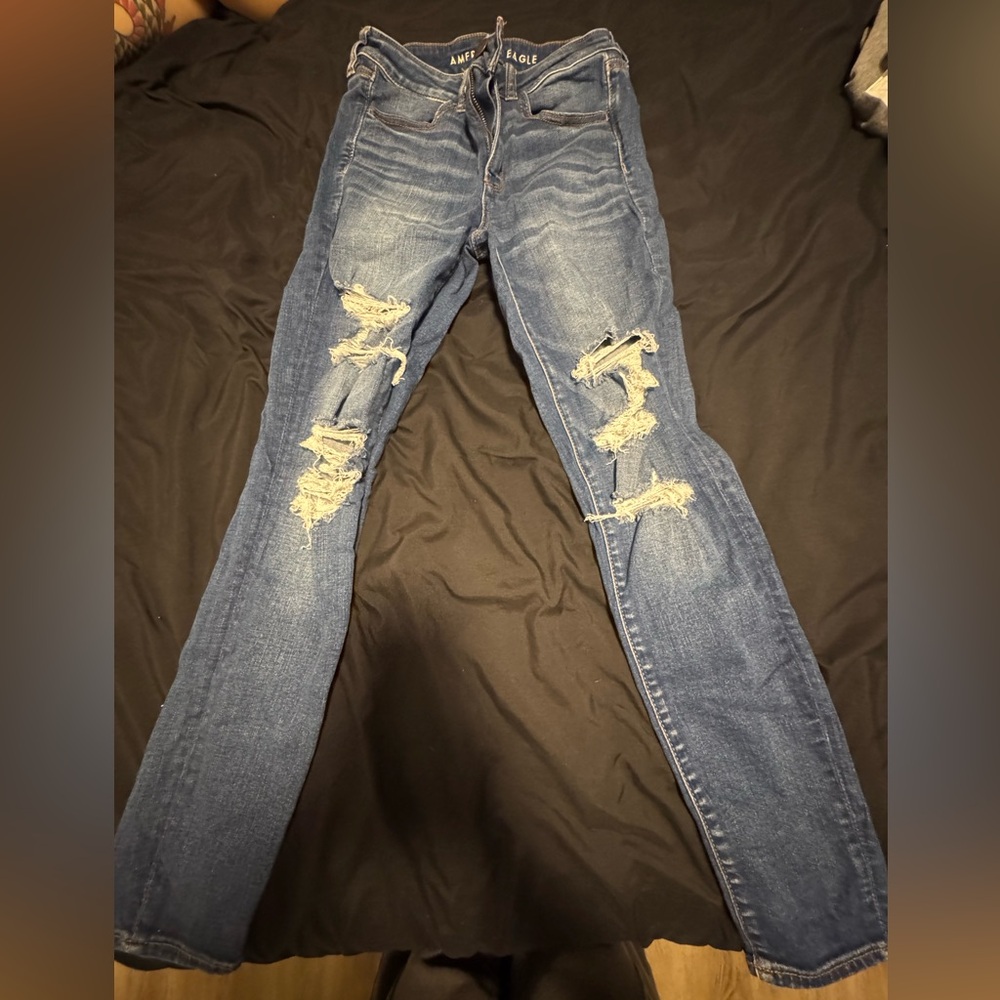 American Eagle Outfitters Ripped Blue Skinny Jeans